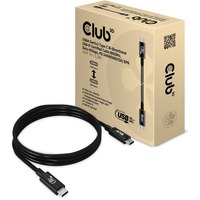 Club 3D USB4-C Gen2x2 Bi-Directionnel, Câble Noir, 1 mètre, 8K 60Hz, 40Gbps, PD 240W(48V/5A) EPR