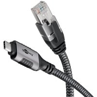 goobay Adaptateur réseau USB-C 3.2 Gen1 vers RJ-45, Carte réseau Noir/Argent, 2 mètres