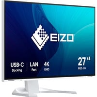 EIZO FlexScan EV2740X-WT 27" 4K UHD Moniteur  Blanc, 2x HDMI, DisplayPort, 3x USB-A, USB-B, 2x USB-C, RJ-45