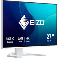 EIZO FlexScan EV2740X-WT 27" 4K Ultra HD Moniteur Blanc, 1x DisplayPort, 2x HDMI, 2x USB-C, 3x USB-A, 1x RJ-45