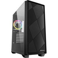 Sharkoon VS8 RGB Black, Boîtier PC Noir, 2x USB-A | 1x USB-C | RGB | Verre trempé