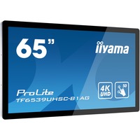iiyama Prolite TF6539UHSC-B1AG, Affichage public Noir, Écran plat interactif, 165,1 cm (65"), LCD, 3840 x 2160 pixels