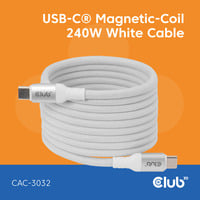 Club 3D Club Magnetic USB type C Cable 240W Whit, Câble Blanc