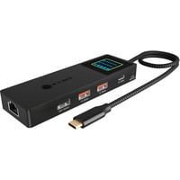 ICY BOX IB-DK4038-LCD, Station d'accueil Anthracite, HDMI, USB-A, USB-C, RJ-45