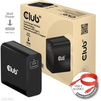 Club 3D Chargeur de voyage 140 Watt technologie GaN, port unique USB Type-C Noir
