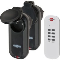 Brennenstuhl Comfort-Line prise à commande radio connecteur intermédiaire Noir, 2x prises