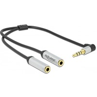 DeLOCK 66438 séparateur audio Noir, Câble en Y Noir/Argent, Noir, 2x 3.5 mm, 3,5 mm, Femelle, Mâle, Or