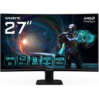 GIGABYTE GS27QCA 27" Moniteur gaming incurvé  Noir, 180 Hz, HDMI, Port Display, AMD Free-Sync