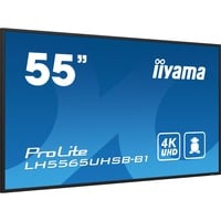 iiyama ProLite LH5565UHSB-B1, Affichage public Noir, HDMI, DisplayPort, LAN, WiFi, Audio, USB, Android