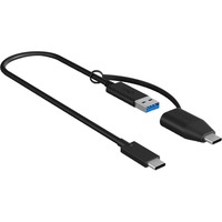ICY BOX IB-CB033 USB-C > USB-A en USB-C, Câble Noir, 0,35 mètres
