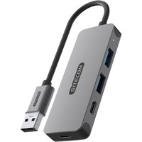 Sitecom USB-A vers 2x USB-A + 2x USB-C Hub, Hub USB Gris