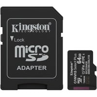 Kingston Canvas Select Plus 64 GB MicroSDXC, Carte mémoire Noir, UHS-I U1, classe 10, V10, adaptateur SD inclus