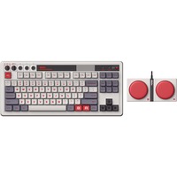 8BitDo Retro Mechanical Keyboard N Edition, clavier gaming Gris/rouge foncé, Layout  Royaume-Uni, Kailh Box White, layout britannique, Kailh Box White, TKL, Bluetooth Low Energy, Wireless 2.4G, USB