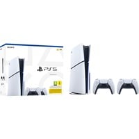 Sony PlayStation 5 (Slim) + deux manettes sans fil DualSense Blanc/Noir