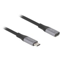 DeLOCK Rallonge USB-C 40 Gbps, PD 3.1, 240 W, 2 mètres, Câble d'extension Noir/gris