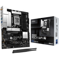ASRock B860 ROCK WIFI 7 carte mère socket 1851 Noir/Argent, Socket 1851, DDR5, RAID, 2.5Gb-LAN, Wi-Fi 7, BT, Sound, ATX