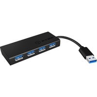 ICY BOX IB-AC6104-B 5000 Mbit/s Noir, Hub USB Noir, USB 3.2 Gen 1 (3.1 Gen 1) Type-A, 5000 Mbit/s, Noir, Aluminium, 90 mm, 40 mm