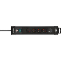 Brennenstuhl Premium-Line avec USB 4 prises, Multiprise Noir