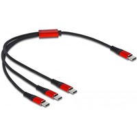DeLOCK 3-en-1 USB-C > 3x USB-C, Câble Noir/Rouge, 0,3 mètres