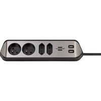 Brennenstuhl Estilo multiprise à 4 prises avec usb Argent/noir, 4x prises, 2x USB-A