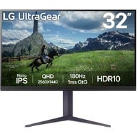 LG UltraGear 32GS85Q-B 31.5" Moniteur gaming  Noir, 2x HDMI, 1x DisplayPort, USB-A, USB-B, 180 Hz