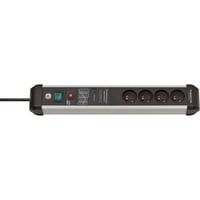 Brennenstuhl Premium-Protect-Line multiprise à 4 prises Noir/argent, 4x prises