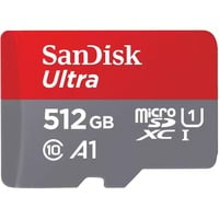 SanDisk Ultra 512 Go microSDXC, Carte mémoire Gris/Rouge, UHS-I U1, Class 10, A1