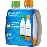 SodaStream Bouteille PET 0,5 L, Gourde Transparent, 1x orange, 1x verte