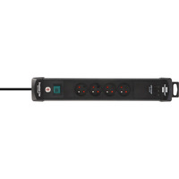 Brennenstuhl multiprise Premium-Line avec USB 4 prises Noir