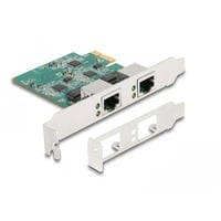 DeLOCK PCI Express x1 Card to 2 x RJ45 2.5 Gigabit LAN RTL8125, Carte réseau 