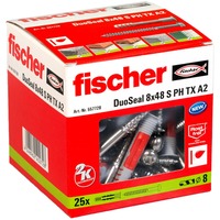 fischer DuoSeal 8x48 S PH TX A2, Cheville Gris clair/Rouge