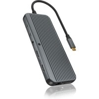 ICY BOX IB-DK4060-CPD, Station d'accueil Noir, HDMI, DisplayPort, LAN, USB-C