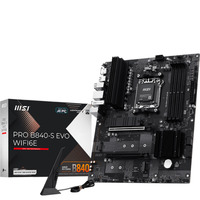 MSI PRO B840-S EVO WIFI6E carte mère socket AM5 Noir/Argent, AMD, Emplacement AM5, AMD Ryzen 7000 Series, AMD Ryzen 8000 Series, AMD Ryzen 9000 Series, Emplacement AM5, DDR5-SDRAM, 256 Go