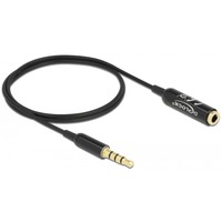 DeLOCK 66074 câble audio 0,5 m 3,5mm Noir, Argent, Câble d'extension Noir, 3,5mm, Mâle, 3,5mm, Femelle, 0,5 m, Noir, Argent