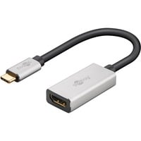 goobay USB-C 4.0 > HDMI, Adaptateur Noir/Argent, 0,15 mètres