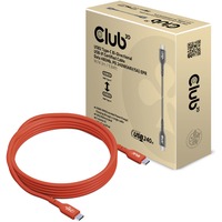 Club 3D Club USB4 C>BI-DIRECTIONAL CABLE 3M, Câble Rouge