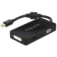 DeLOCK 62073 hub & concentrateur USB 2.0 Type-B Noir, Adaptateur Noir, USB 2.0 Type-B, 3,5mm, DVI-I, HDMI, Mini DisplayPort, VGA, 3840 x 2160 pixels, Noir, 1 pièce(s)