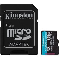 Kingston Canvas Go! Plus microSDXC 256 Go, Carte mémoire Noir, Incl. adapteur, Class 10, UHS-I U3, V30, A2