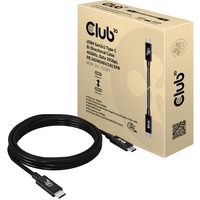 Club 3D USB-C 2.0 Bi-Directional, Câble Noir, 2 mètres