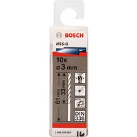 Bosch Forets à métaux rectifiés HSS-G, DIN 338, Perceuse DIN 338, Perceuse, Foret hélicoïdal, 3 mm, 61 mm, Métal, 3 mm