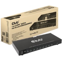 Club 3D 1 to 8 HDMI Splitter Full 3D and 4K60Hz, Repartiteur HDMI Noir