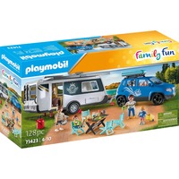 PLAYMOBIL Family Fun - Famille avec voiture et caravane, Jouets de construction 71423