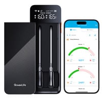 Govee Smart Wireless Meat, Thermomètre Noir, 2.4GHz Wi-Fi, Bluetooth