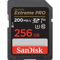 SanDisk Extreme PRO SDXC 256 Go, Carte mémoire Noir, UHS-I, Classe 10, U3, V30