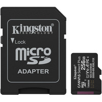 Kingston Canvas Select Plus 256 Go MicroSDXC, Carte mémoire Noir, UHS-I U1, classe 10, V10, adaptateur SD inclus