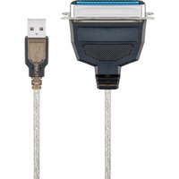 goobay Câble d'imprimante USB > Parallèle Transparent, 1,5 mètres