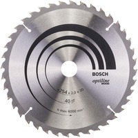 Bosch Lames de scies circulaires Optiline Wood, Lame de scie Bois, 25,4 cm, 3 cm, 1,4 mm, 2 mm, Biseau supérieur alterné