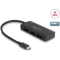 DeLOCK Splitter USB-C > 3x DisplayPort MST, Répartiteurs de DisplayPort Noir, 0,15 mètre