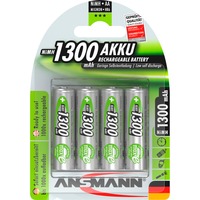 Ansmann AA Batterie rechargeable Hybrides nickel-métal (NiMH) Batterie rechargeable, AA, Hybrides nickel-métal (NiMH), 1,2 V, 4 pièce(s), 1300 mAh