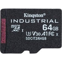 Kingston Industrial 64 Go MicroSDXC UHS-I Classe 10, Carte mémoire Noir, 64 Go, MicroSDXC, Classe 10, UHS-I, Class 3 (U3), V30
